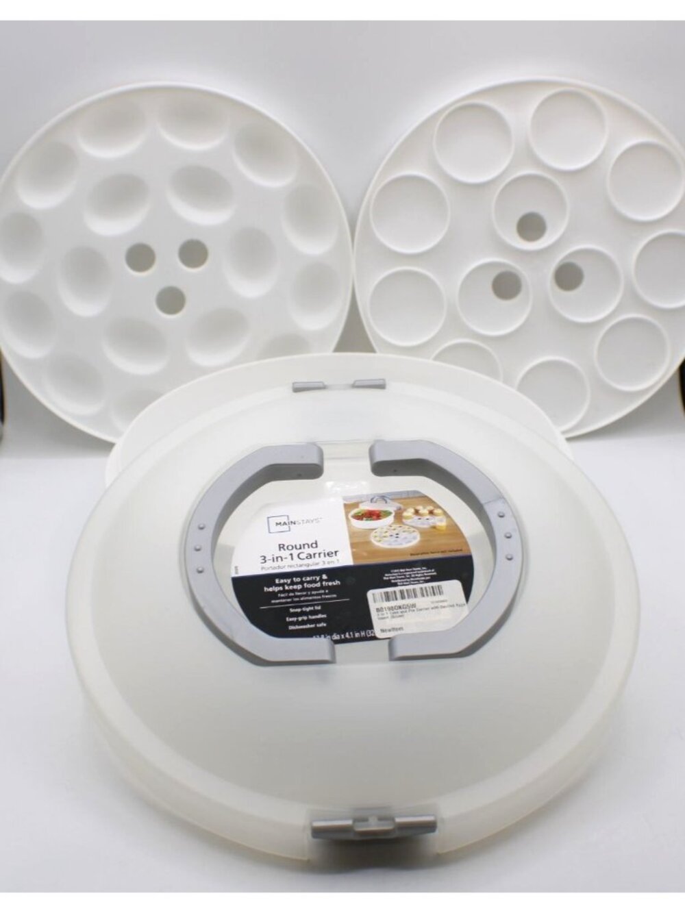 Round 3-In-1 Carrier Snap-Tight Lid Inserts For Cake & Deviled Eggs by Mainstays